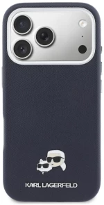 Karl Lagerfeld Karl & Choupette Head Pins Saffiano MagSafe Case for iPhone 17 Pro Max - Blue