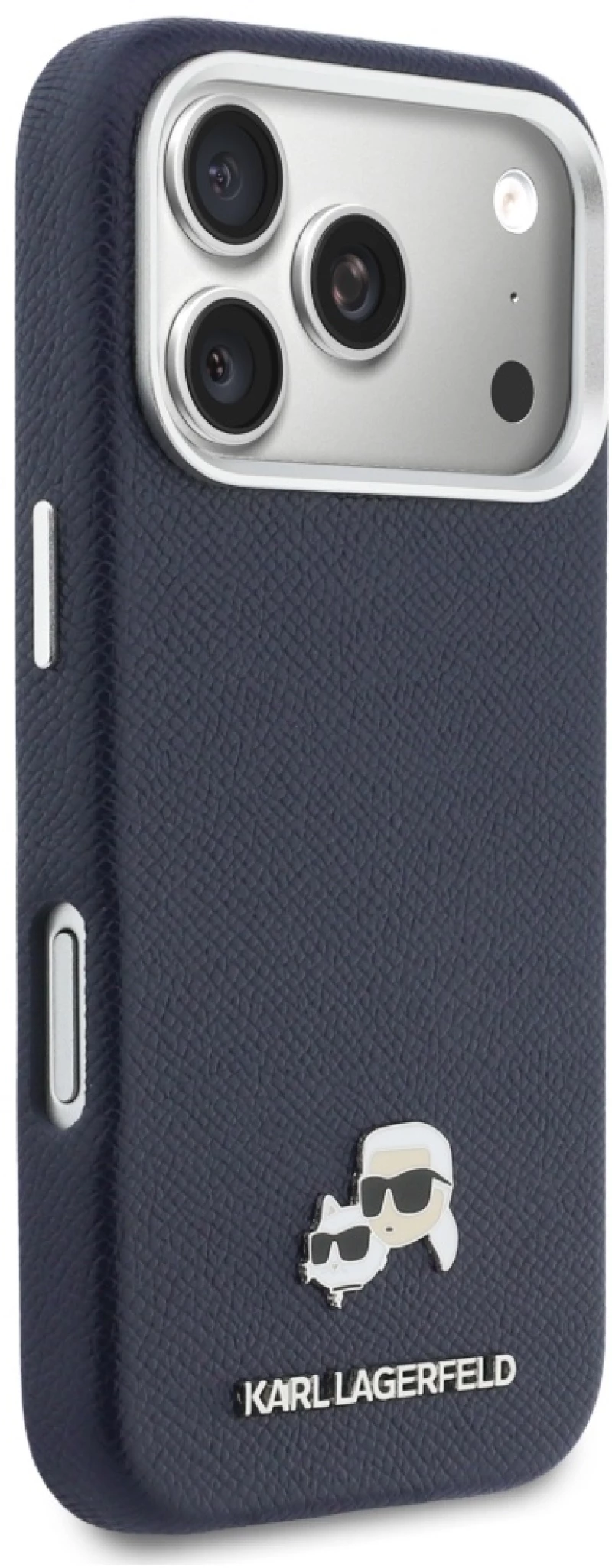 Karl Lagerfeld Karl & Choupette Head Pins Saffiano MagSafe Case for iPhone 17 Pro Max - Blue