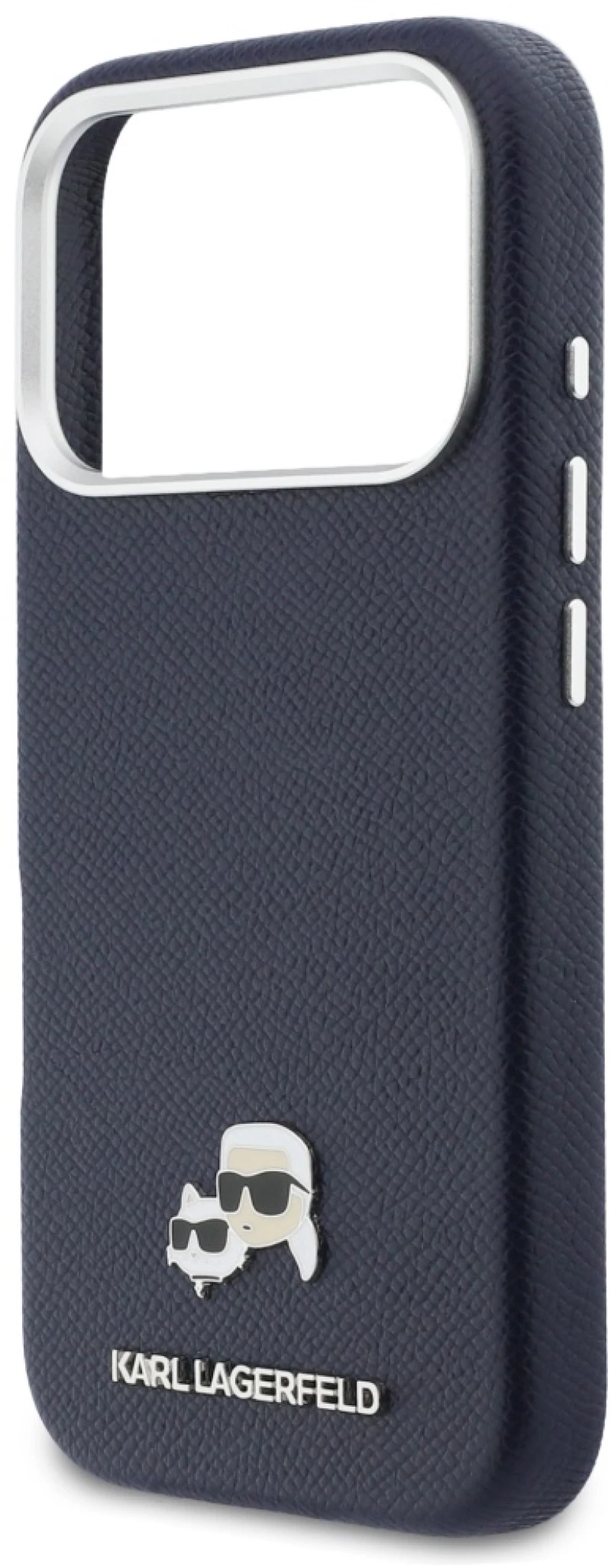 Karl Lagerfeld Karl & Choupette Head Pins Saffiano MagSafe Case for iPhone 17 Pro Max - Blue