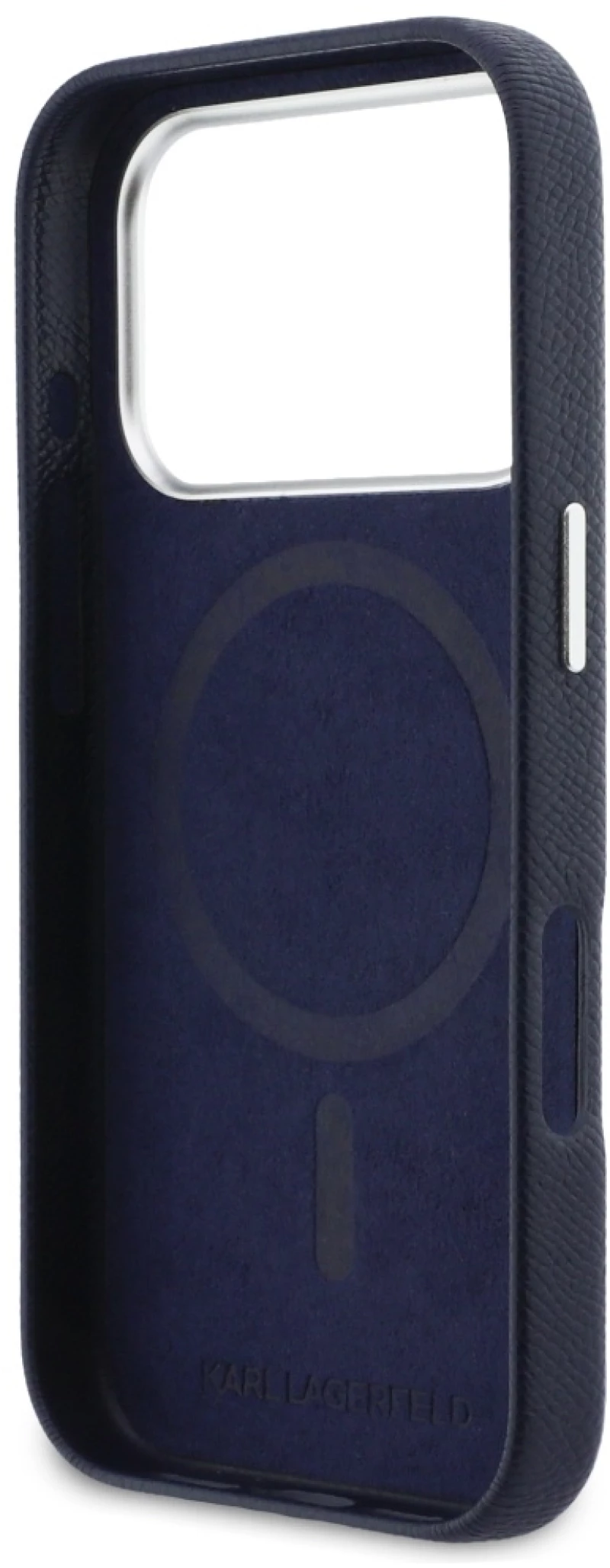 Karl Lagerfeld Karl & Choupette Head Pins Saffiano MagSafe Case for iPhone 17 Pro Max - Blue