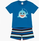 Minerva Baby Shark Κοντομάνικη Καλοκαιρινή Πιτζάμα Αγόρι 90-62345 - ΡΟΥΑ