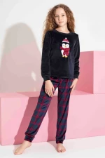 Παιδική Πιτζάμα Κορίτσι Homewear Βελουτέ S3152 - ΜΠΛΕ ΣΚΟΥΡΟ