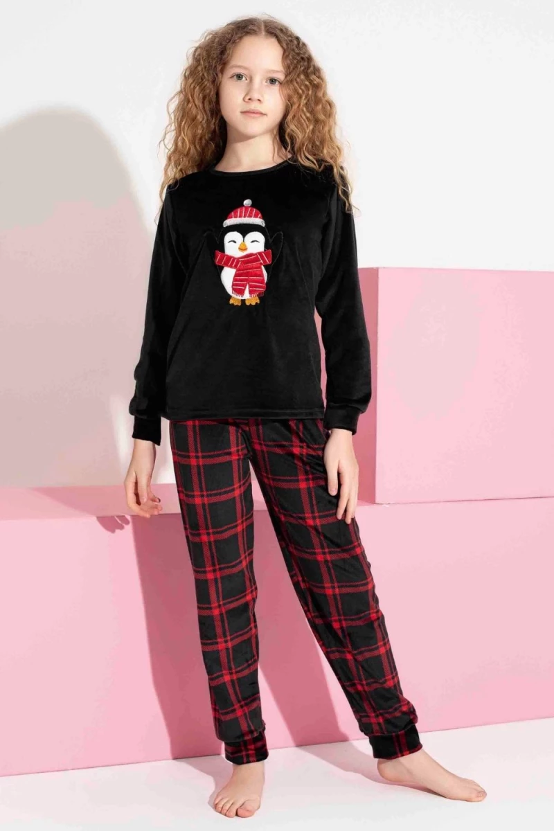 Παιδική Πιτζάμα Κορίτσι Homewear Βελουτέ S3152 - ΜΠΛΕ ΣΚΟΥΡΟ