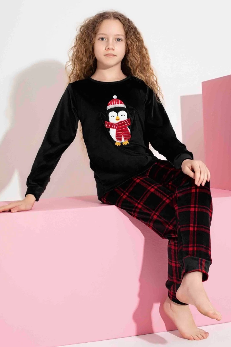 Παιδική Πιτζάμα Κορίτσι Homewear Βελουτέ S3152 - ΜΠΛΕ ΣΚΟΥΡΟ