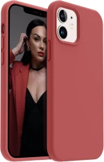 iPhone 12 and iPhone 12 (6.1 inches)-Slim Phone Case, Anti-Scratch Soft Microfiber Lining, 6.1 inch (red/Hibiscus)
