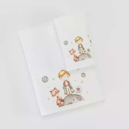 Πετσέτες Σετ 2ΤΜΧ Little Prince Λευκό 70 x 120 / 30 x 50 cm
