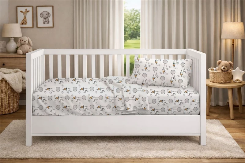 Κατωσέντονο Με Λάστιχο bebe Floating Bunny 715 0,70X1,40X0,15 Grey 100% Cotton - -