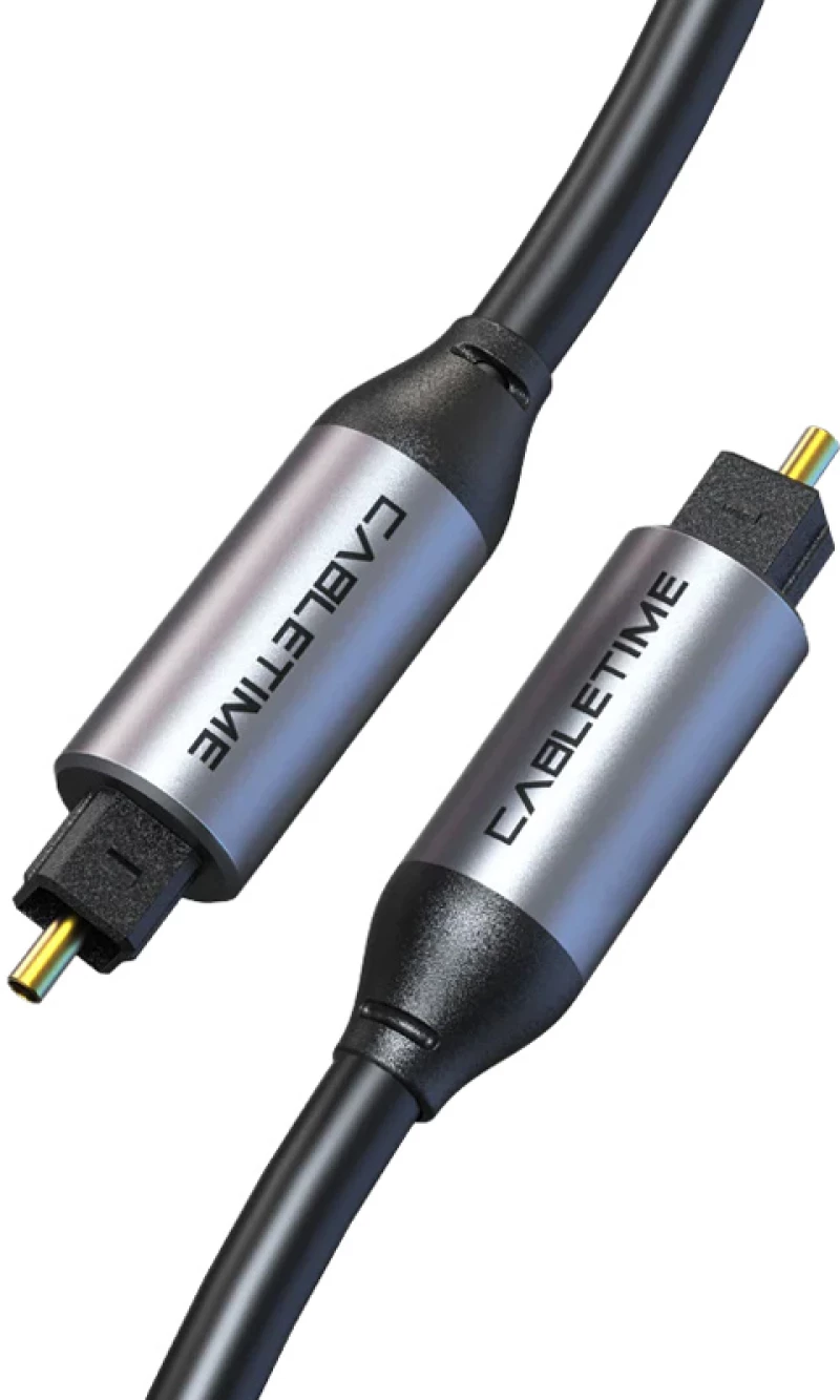 CABLETIME καλώδιο ήχου Toslink CT-AV380-P04GN, gold plated, 5mm, 5m, μαύρο