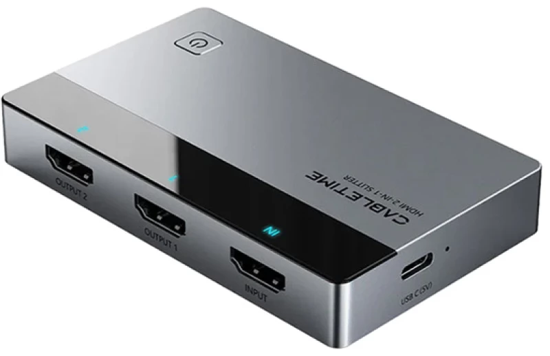 CABLETIME HDMI splitter CT-HSP4K2-AG, 1 σε 2, 4K/60Hz, uni-directional, γκρι