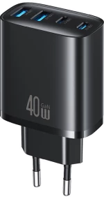 USAMS φορτιστής τοίχου CC330, 2x USB & 2x USB-C, 40W, GaN, μαύρος