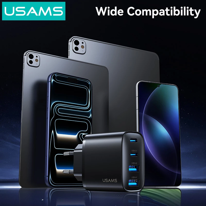 USAMS φορτιστής τοίχου CC330, 2x USB & 2x USB-C, 40W, GaN, μαύρος