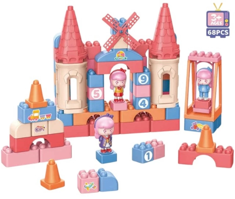 Σετ κατασκευών DIY με τουβλάκια - Block Castle - 68pcs - JX6747 - 233044