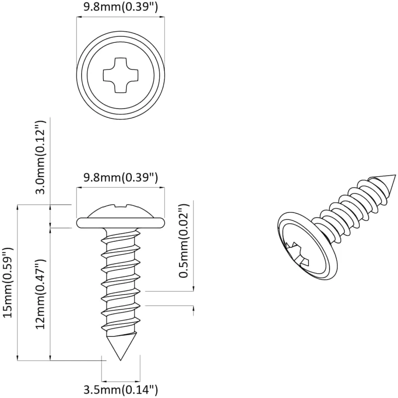 vidaXL Βίδα Αυτο-τρυπητή 12 pcs Μαύρο 3,5 x 12 mm Σίδερο