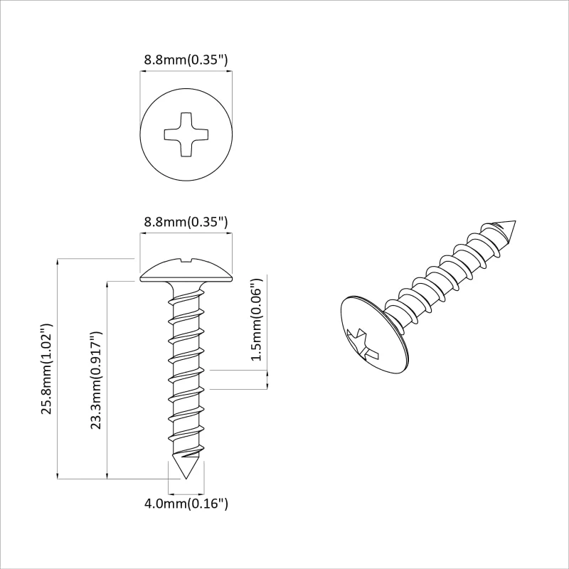 vidaXL Ξυλοβίδες 2 pcs Ασημί M4 x 25 mm Ατσάλι