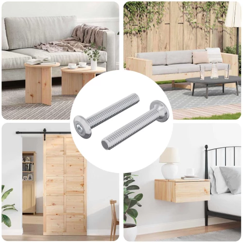 vidaXL Βίδα με κλειδί κεφαλής 2 pcs Ασημί M6 x 35 χιλ. Ατσάλι
