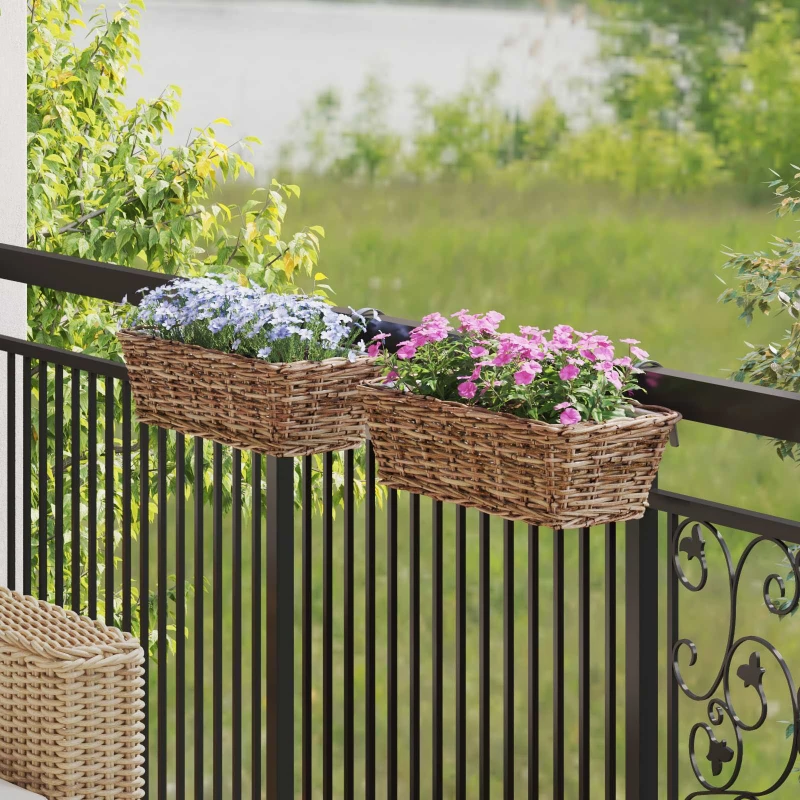 vidaXL Κρεμαστό Καλάθι Γλάστρας 2 pcs Καφέ 48 x 22 x 15 εκ.