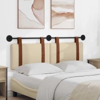 vidaXL Κρεμαστό Κεφαλάρι Επιτοίχιο Κρεμ 130 x 55 x 5 εκ Αντίκα PU