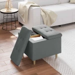 vidaXL Οθωμανικό αποθήκευσης Σκούρο Γκρι 60 x 60 x 45 cm ύφασμα