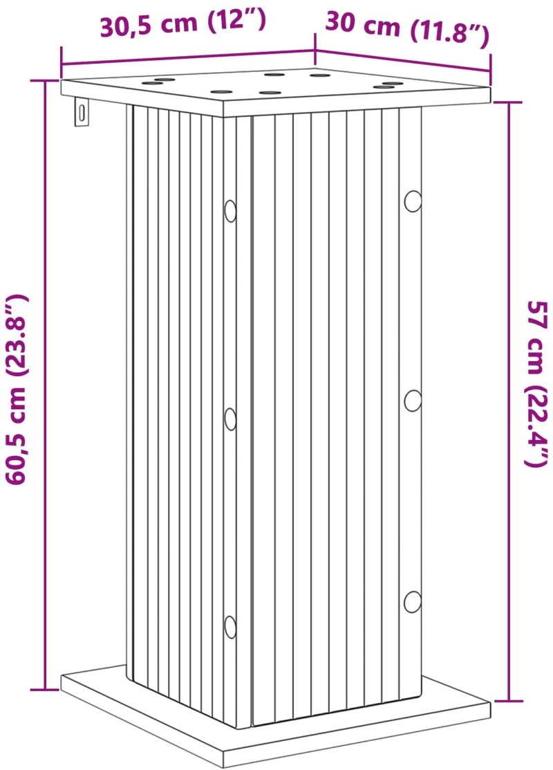 vidaXL Βάση φυτών Sonoma Δρυς 30,5 x 30 x 60,5 εκ Επεξεργασμένο Ξύλο