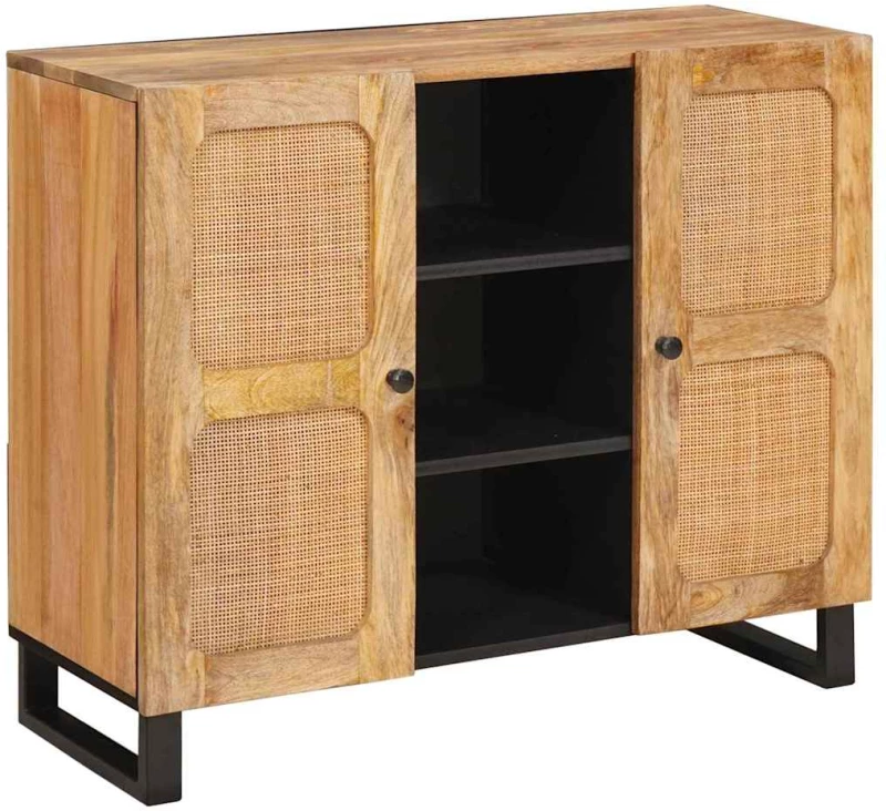 vidaXL Highboard με αποθήκευση Καφέ 90 x 33 x 75 εκ Στερεό ξύλο μάνγκο