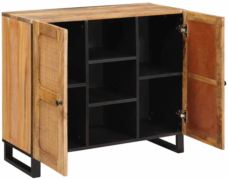 vidaXL Highboard με αποθήκευση Καφέ 90 x 33 x 75 εκ Στερεό ξύλο μάνγκο