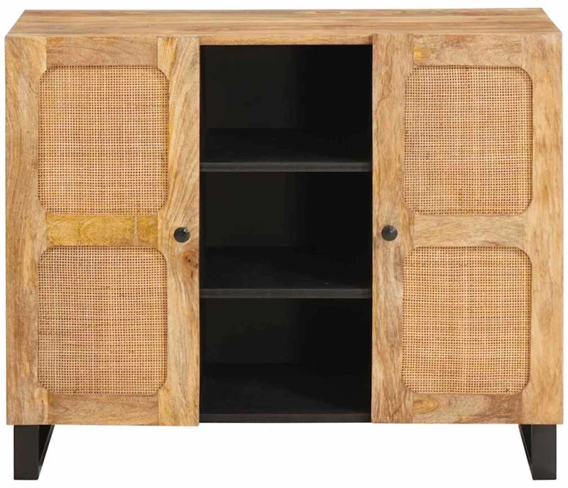 vidaXL Highboard με αποθήκευση Καφέ 90 x 33 x 75 εκ Στερεό ξύλο μάνγκο