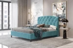 Κρεβάτι διπλό "BED1" από ύφασμα σε χρώμα μπλε 160x200