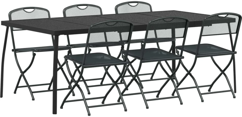 vidaXL Σετ Εξωτερικών Επίπλων 7 pcs Ανθρακί Σίδηρος και Χάλυβας