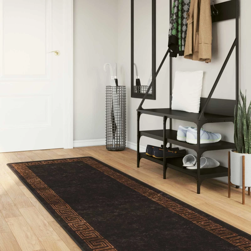 vidaXL Χαλί Runner MARSA Μαύρο 100 x 350 εκ. Πολυέστερ και PVC