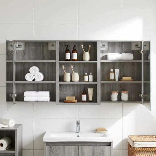 vidaXL Σετ Ντουλαπιών Μπάνιου με ράφι 3 pcs 126 x 16 x 62.5 εκ.