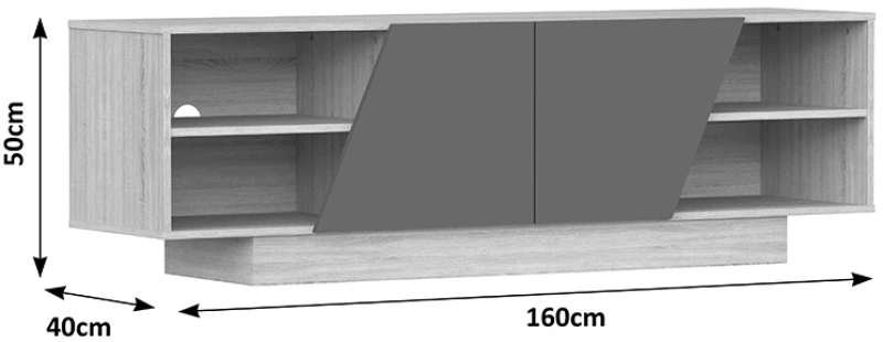 Έπιπλο τηλεόρασης Stevie pakoworld sonoma-ανθρακί 160x40x50εκ