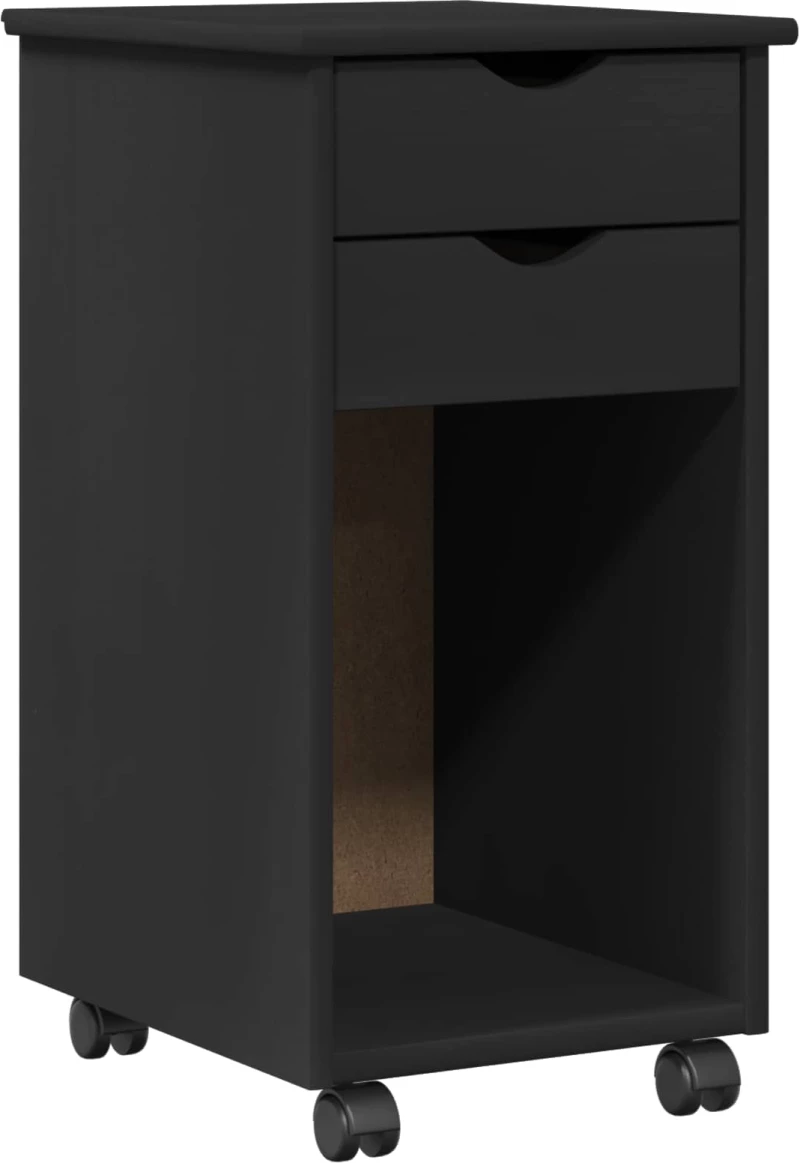 vidaXL Κινητό Ντουλάπι Μαύρο 34 x 39 x 65,5 cm Στερεό πεύκο
