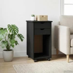 vidaXL Κινητό Ντουλάπι Μαύρο 34 x 39 x 65,5 cm Στερεό πεύκο