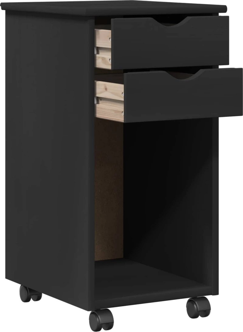 vidaXL Κινητό Ντουλάπι Μαύρο 34 x 39 x 65,5 cm Στερεό πεύκο