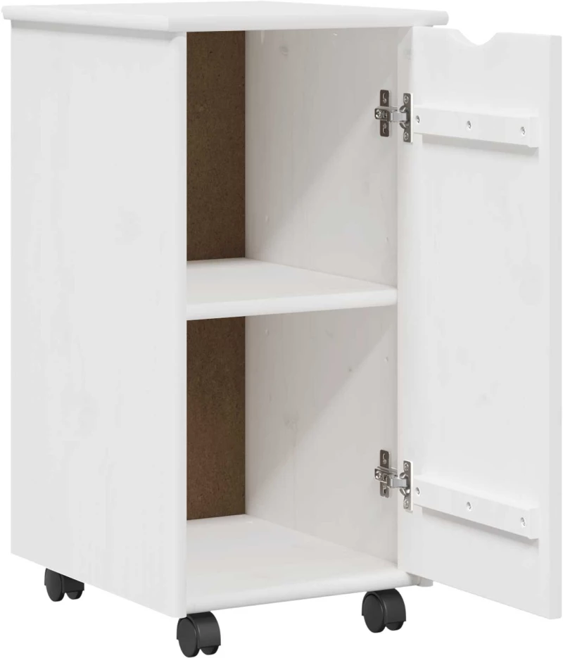 vidaXL Κινητό Ντουλάπι Λευκό 34 x 39 x 65,5 cm Στερεό ξύλο πεύκου