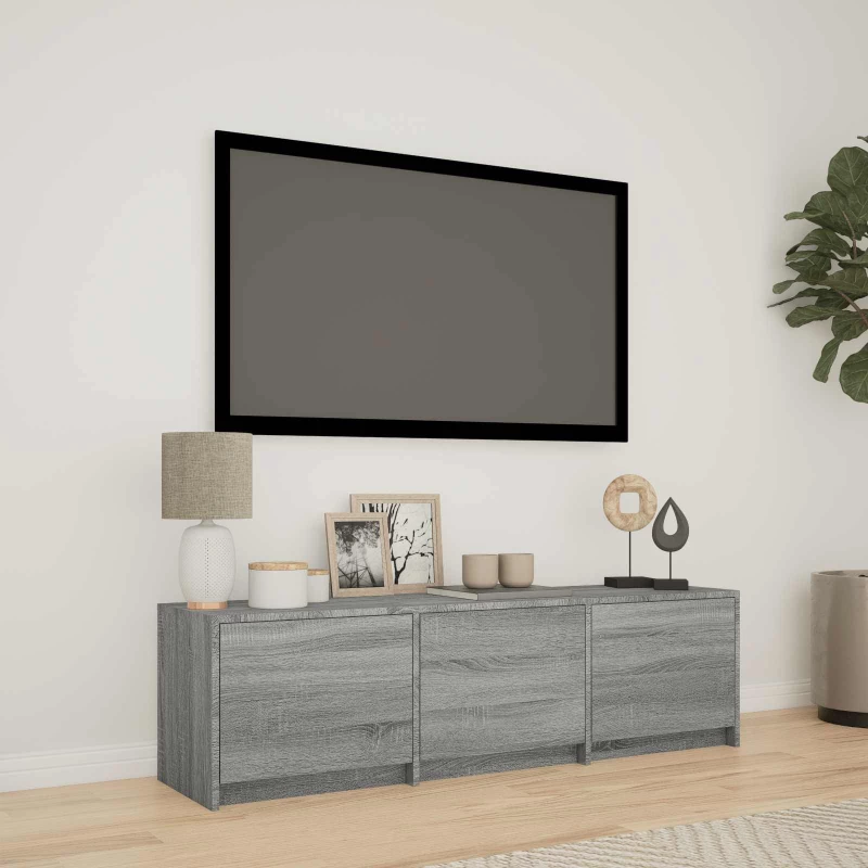 vidaXL Τηλεοπτική βιβλιοθήκη με LED Γκρι Σονομά 140 x 34 x 40 εκ