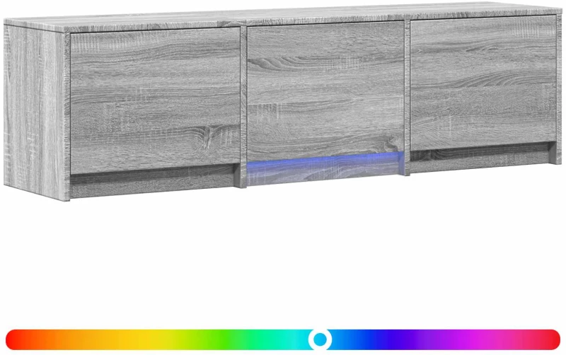 vidaXL Τηλεοπτική βιβλιοθήκη με LED Γκρι Σονομά 140 x 34 x 40 εκ
