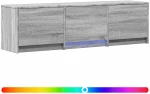 vidaXL Τηλεοπτική βιβλιοθήκη με LED Γκρι Σονομά 140 x 34 x 40 εκ