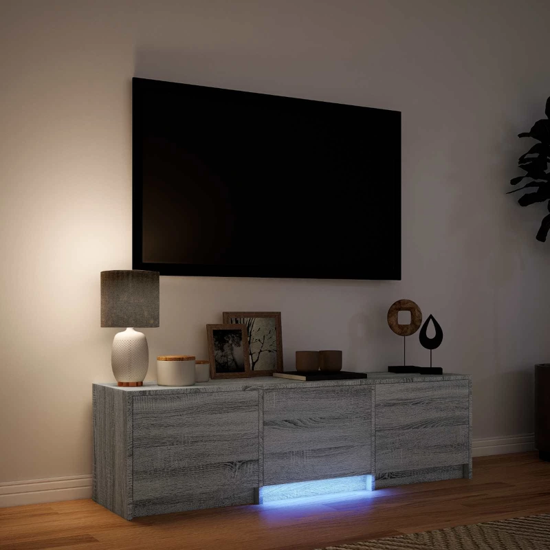 vidaXL Τηλεοπτική βιβλιοθήκη με LED Γκρι Σονομά 140 x 34 x 40 εκ