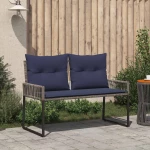 vidaXL Εξωτερικός πάγκος 4 pcs Γκρι και Navy Blue συνθετικό ρατάν