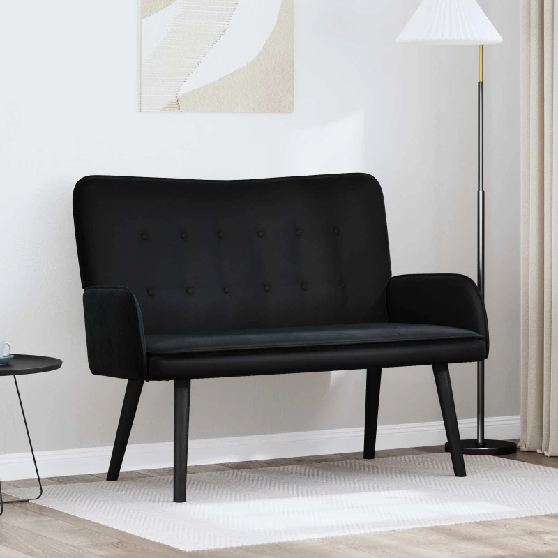 vidaXL Διθέσιος Καναπές Μαύρο 115 x 61 x 87 εκ. Βελούδο