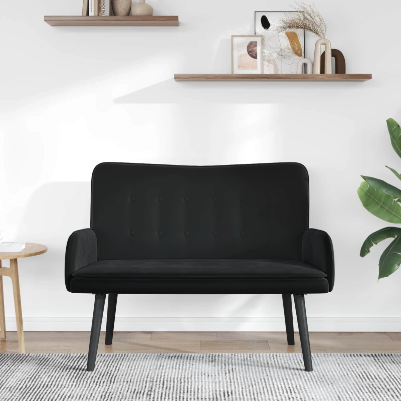 vidaXL Διθέσιος Καναπές Μαύρο 115 x 61 x 87 εκ. Βελούδο