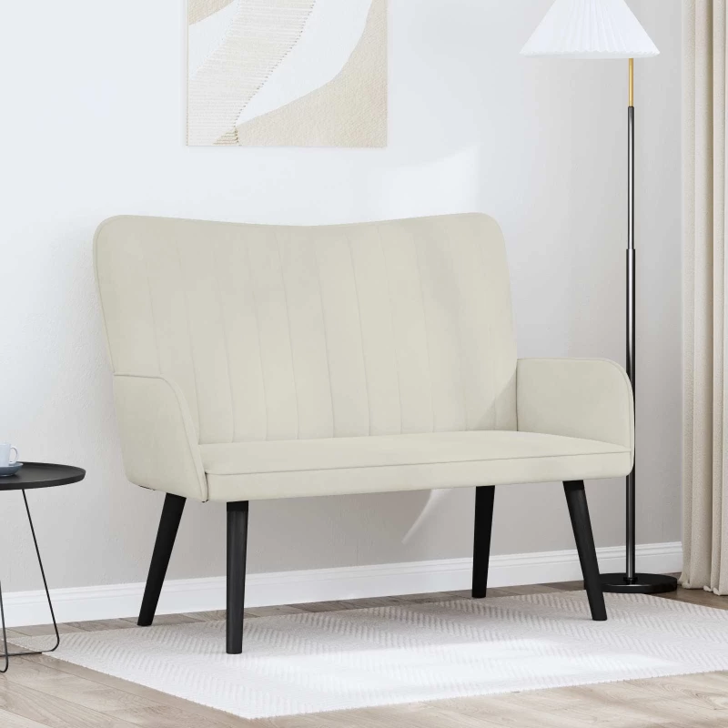 vidaXL Διθέσιος Καναπές Κρεμ 115 x 61 x 87 εκ. Βελούδο