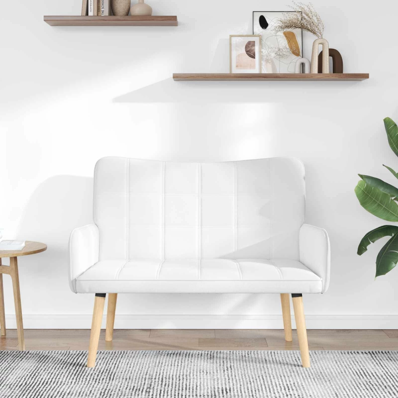 vidaXL Διθέσιος Καναπές Λευκός 115 x 61 x 87 εκ. ύφασμα