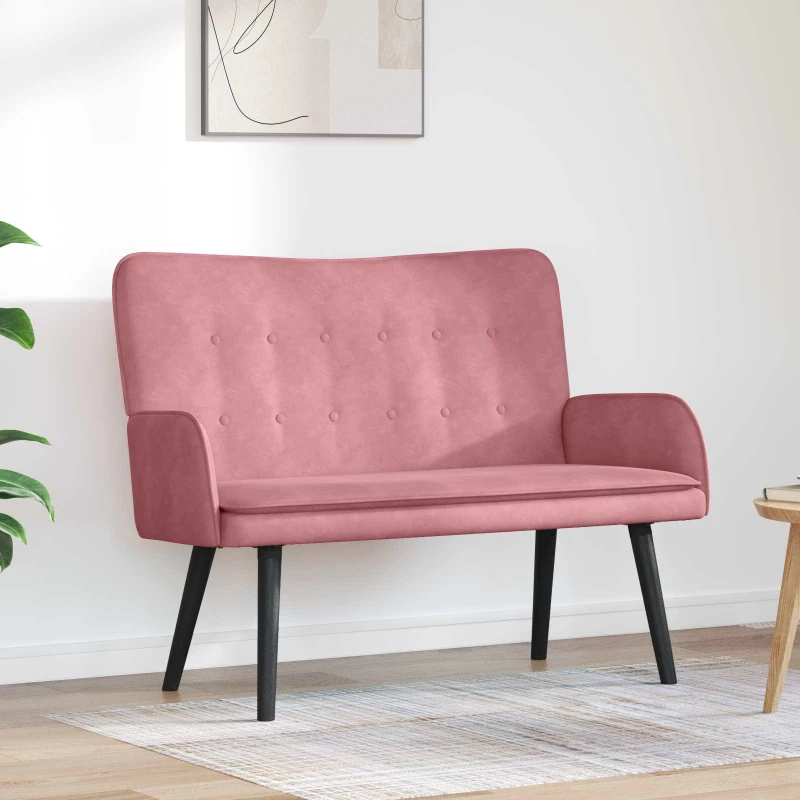 vidaXL Διθέσιος Καναπές Ροζ 115 x 61 x 87 εκ. Βελούδο