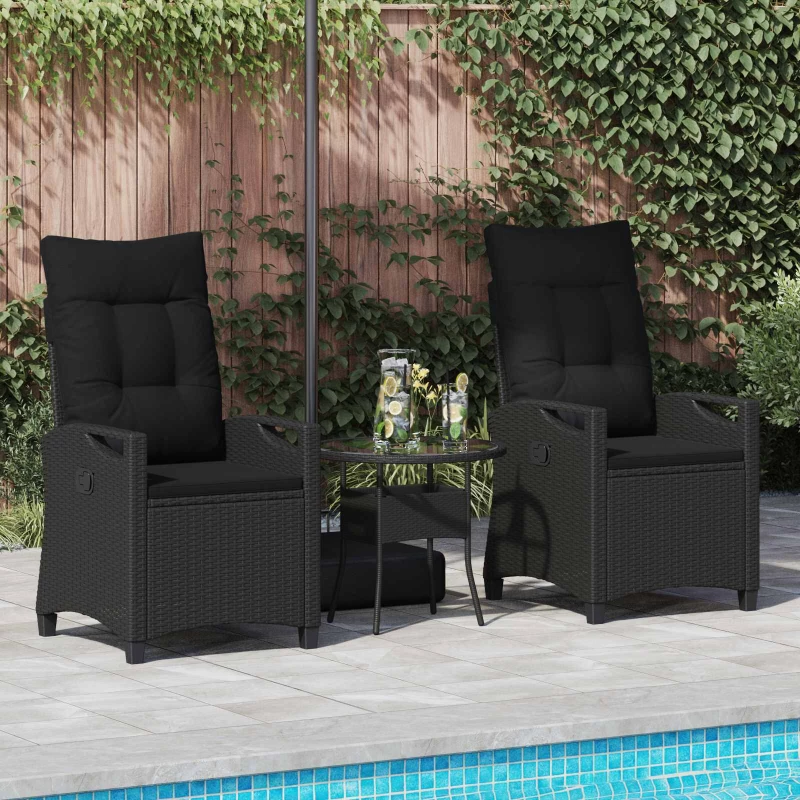 vidaXL Καρέκλα Κήπου 2 pcs Μαύρο 56 x 64 x 94 εκ.