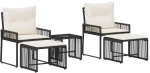 vidaXL Σετ Εξωτερικών Επίπλων με μαξιλάρι 11 pcs Μαύρο και Κρεμ Λευκό