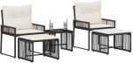 vidaXL Σετ Εξωτερικών Επίπλων με μαξιλάρι 11 pcs Μαύρο και Κρεμ Λευκό