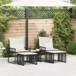 vidaXL Σετ Εξωτερικών Επίπλων με μαξιλάρι 11 pcs Μαύρο και Κρεμ Λευκό