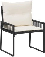 vidaXL Σετ Εξωτερικών Επίπλων με μαξιλάρι 11 pcs Μαύρο και Κρεμ Λευκό